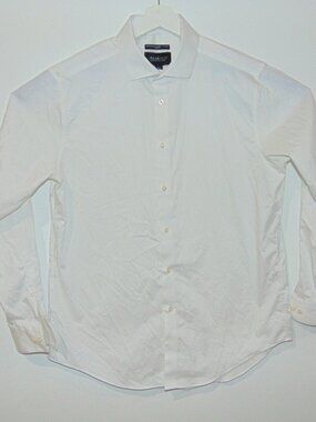 AWEARNESS Kenneth Cole Dress Shirt Mens 16.5 L White Slim Fit Non-Iron Stretch